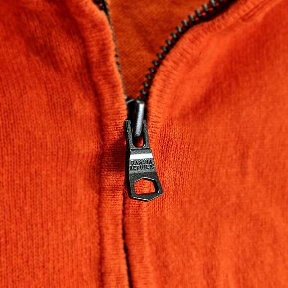 Banana Republic Pima Cotton Cashmere Sweater Orange 1/4 Zip Long Sleeve Mens XL - Picture 8 of 10